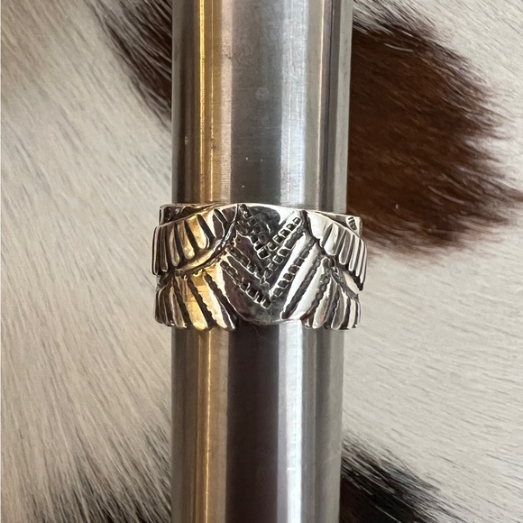 ❤️ Queen Pink Conch Navajo Thunderbird Statement Sterling Ring Size 7.5 - 10.5 G - Picture 11 of 14